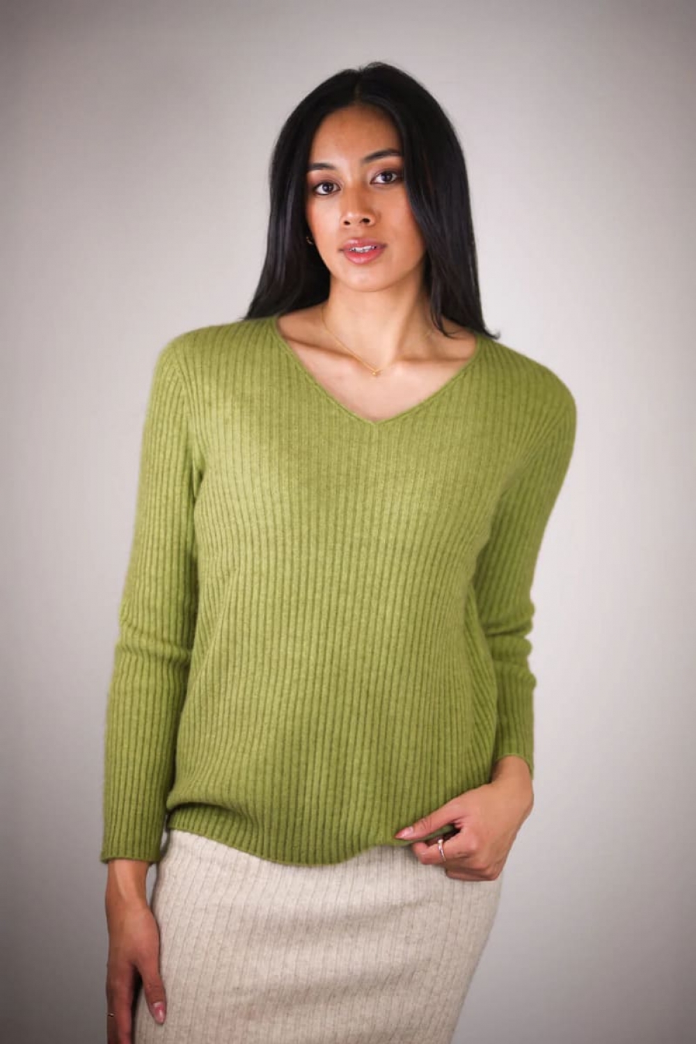 【KAPEKA买四赠一可混搭】 Kapeka 美丽诺羊毛百搭螺纹V领毛衣