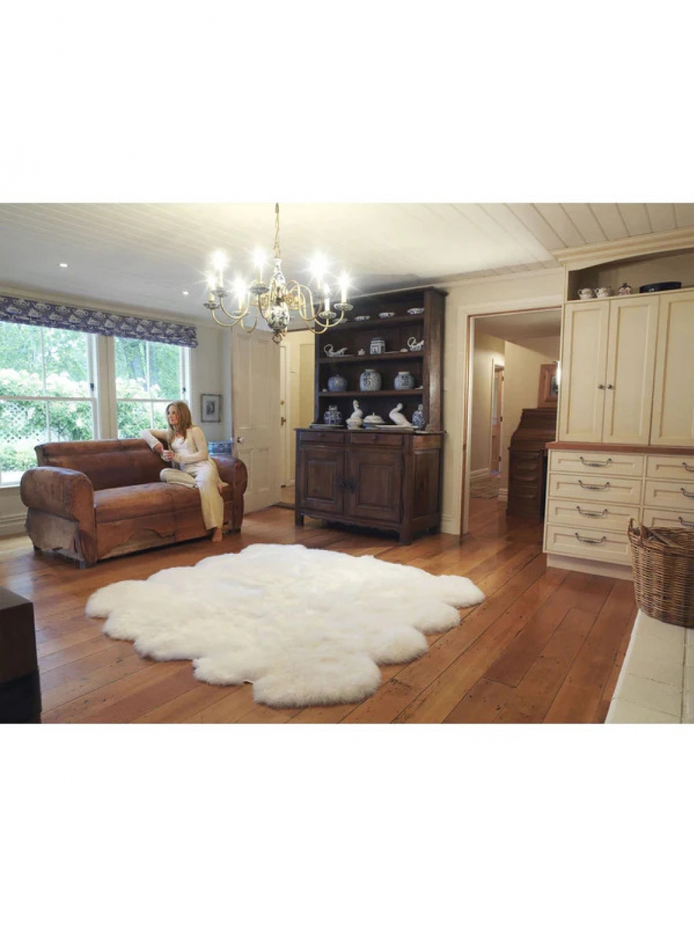 Auskin 100%羊皮毯（约160cm x 185cm）（象牙白色）