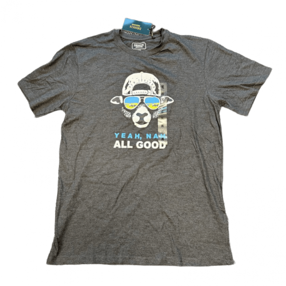 新西兰酷羊系列100%纯棉T恤 - 烟灰色（多尺码可选）