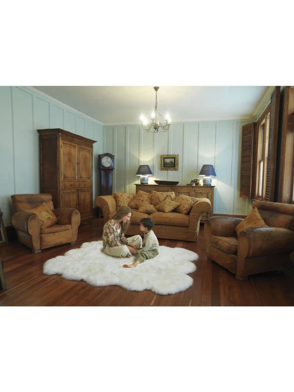 Auskin 100%羊皮毯（6片拼）（约160cm x 145cm）（象牙白色）