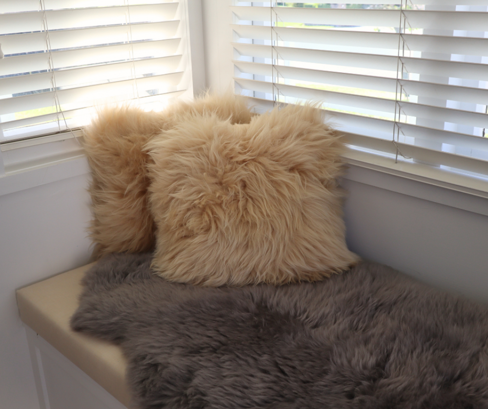 新西兰奢华双面羊毛长毛靠垫套（3色可选）