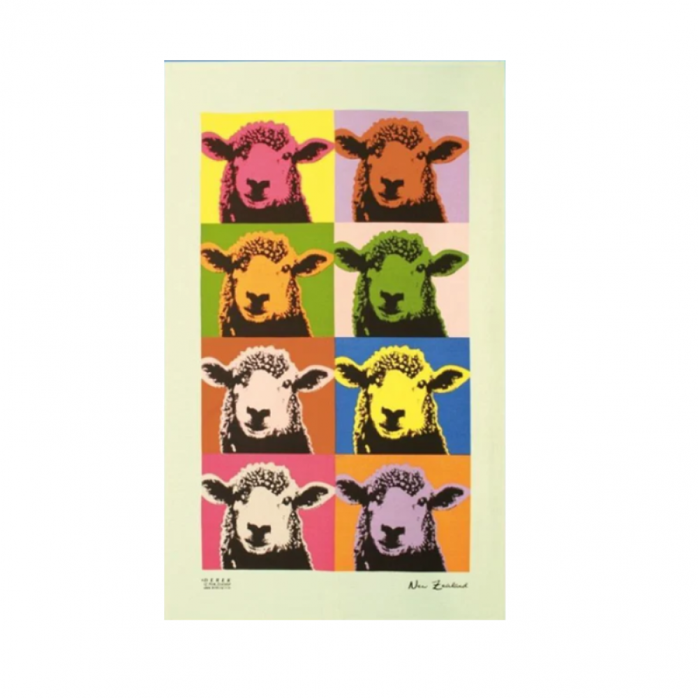 新西兰波普艺术羊图案茶巾 (48 × 76厘米)