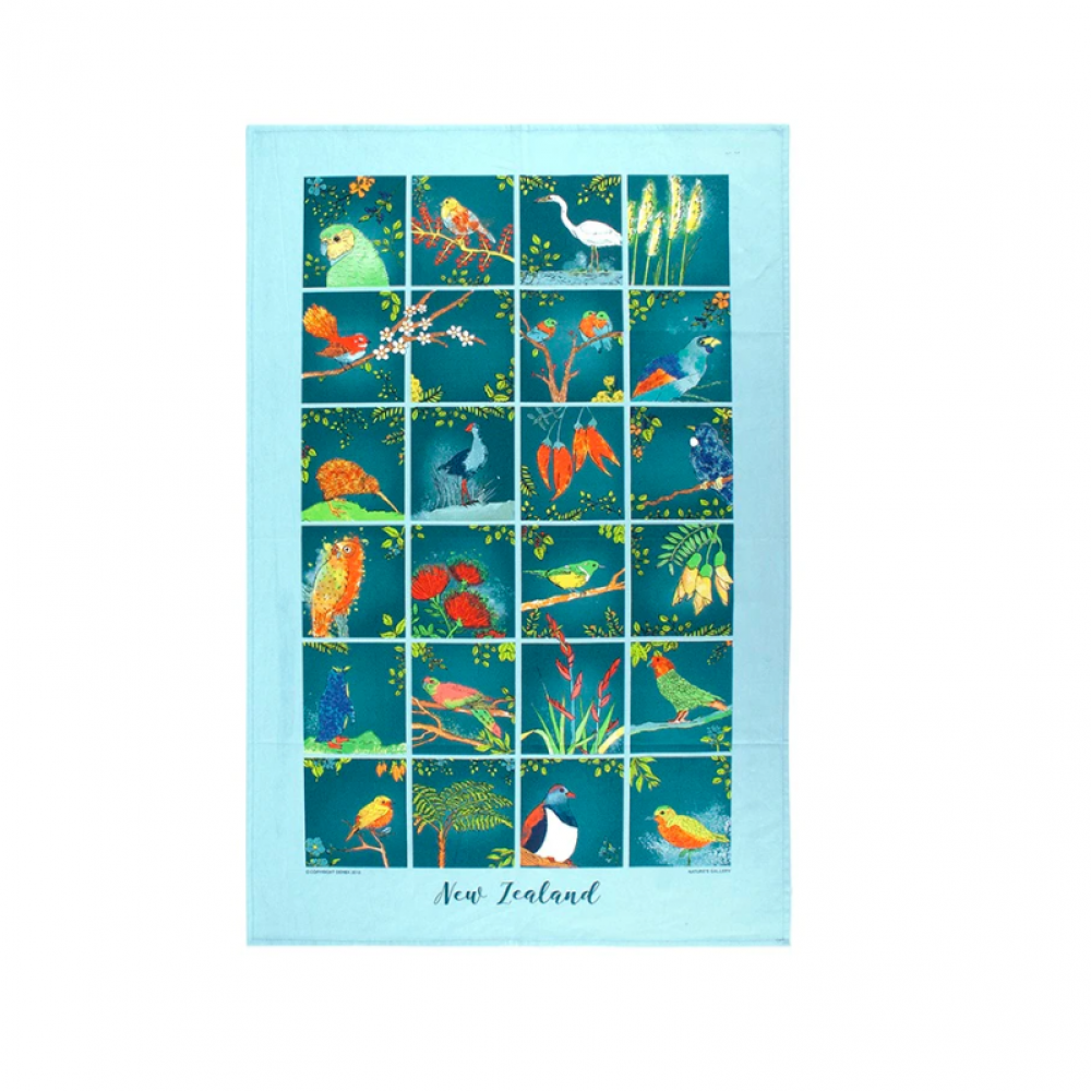 新西兰自然画廊图案茶巾 (48 × 76厘米)