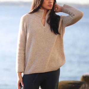 【KAPEKA买四赠一可混搭】 罗纹拉链针织衫（三色可选）